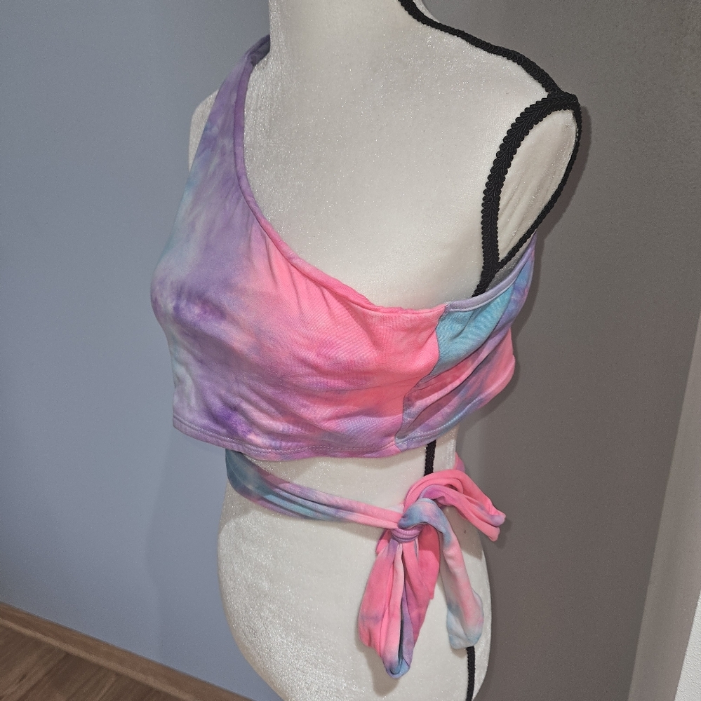 Tie-Dye One-Shoulder Women's Top - Picture 2 of 3